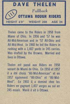 1962 Topps CFL #111 Dave Thelen Back
