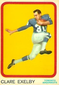 1963 Topps CFL #72 Clare Exelby Front