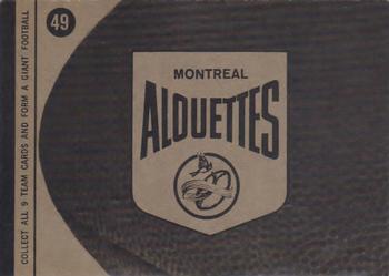 1964 Topps CFL #49 Montreal Alouettes Back