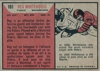 1965 Topps CFL #101 Reg Whitehouse Back