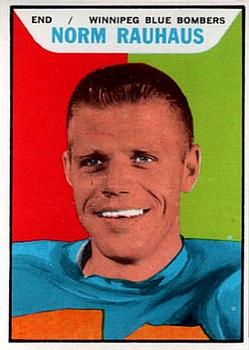 1965 Topps CFL #127 Norm Rauhaus Front