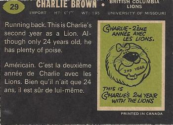 1970 O-Pee-Chee CFL #29 Charlie Brown Back