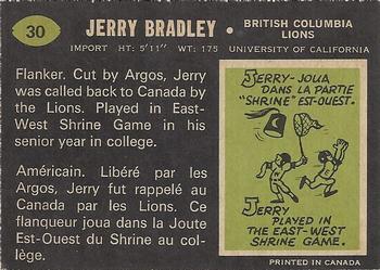 1970 O-Pee-Chee CFL #30 Jerry Bradley Back