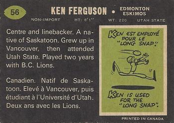 1970 O-Pee-Chee CFL #56 Ken Ferguson Back