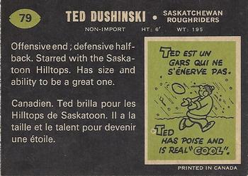 1970 O-Pee-Chee CFL #79 Ted Dushinski Back