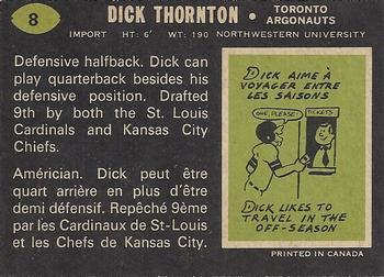 1970 O-Pee-Chee CFL #8 Dick Thornton Back
