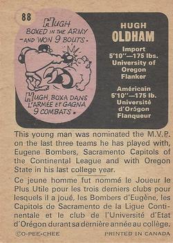 1971 O-Pee-Chee CFL #88 Hugh Oldham Back