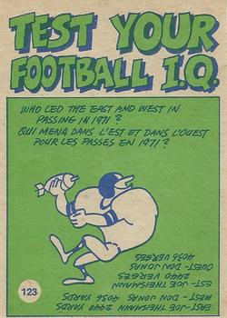 1972 O-Pee-Chee CFL #123 Pro Action Back