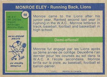 1972 O-Pee-Chee CFL #48 Monroe Eley Back