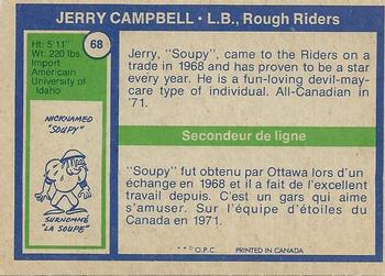 1972 O-Pee-Chee CFL #68 Jerry Campbell Back