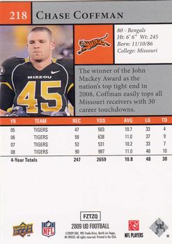 2009 Upper Deck #218 Chase Coffman Back