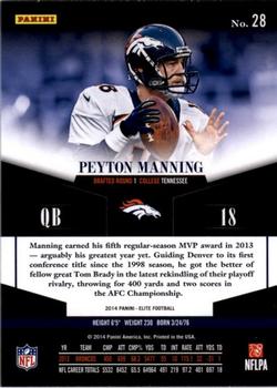 2014 Panini Elite #28 Peyton Manning Back