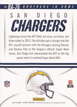 2014 Score - Brothers in Arms Blue #BA-26 San Diego Chargers Back