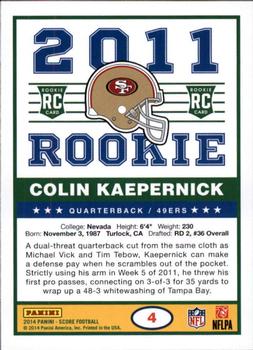 2014 Score - '89 Score Quarterbacks #4 Colin Kaepernick Back