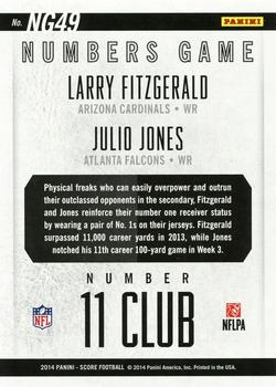 2014 Score - Numbers Game #NG49 Larry Fitzgerald / Julio Jones Back