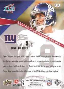 2008 Upper Deck Super Bowl XLII Box Set #33 Lawrence Tynes Back