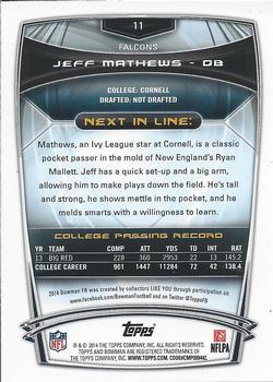 2014 Bowman - Rookies #11 Jeff Mathews Back