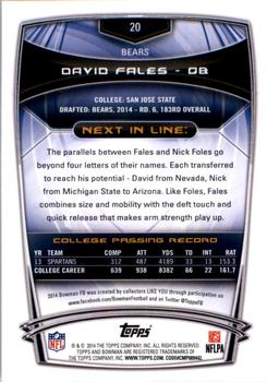 2014 Bowman - Rookies #20 David Fales Back