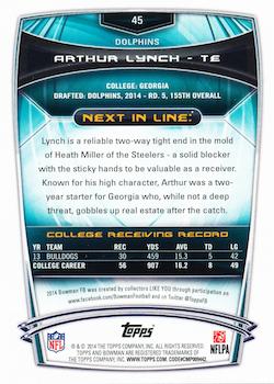 2014 Bowman - Rookies #45 Arthur Lynch Back