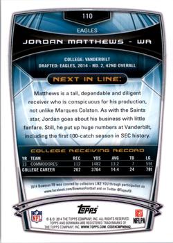 2014 Bowman - Rookies #110 Jordan Matthews Back