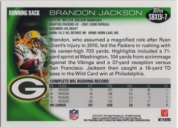 2011 Topps Green Bay Packers Super Bowl XLV #SBXLV-7 Brandon Jackson Back