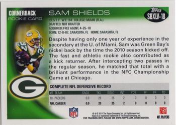 2011 Topps Green Bay Packers Super Bowl XLV #SBXLV-18 Sam Shields Back