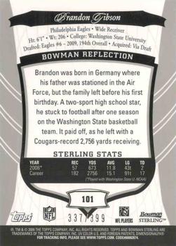 2009 Bowman Sterling #101 Brandon Gibson Back