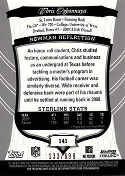2009 Bowman Sterling #141 Chris Ogbonnaya Back