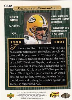 1997 Collector's Choice ShopKo Green Bay Packers #GB42 Brett Favre Back