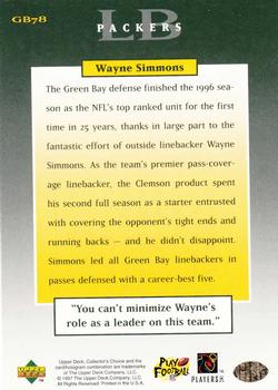 1997 Collector's Choice ShopKo Green Bay Packers #GB78 Wayne Simmons Back