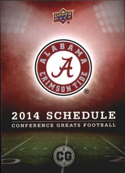 2014 Upper Deck Conference Greats #9 Alabama Team Schedule Front