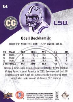 2014 Upper Deck Conference Greats #61 Odell Beckham Jr. Back