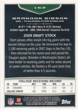 2009 Bowman Chrome #162 Brandon Gibson Back