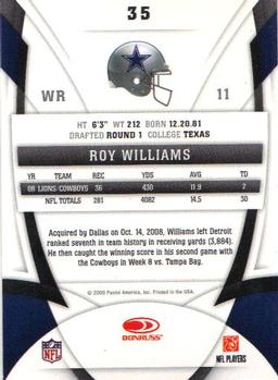 2009 Donruss Certified #35 Roy Williams Back