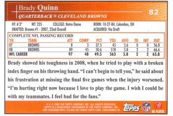 2009 Topps Kickoff #82 Brady Quinn Back