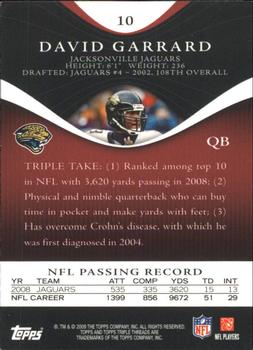 2009 Topps Triple Threads #10 David Garrard Back