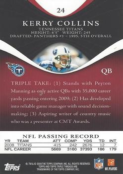2009 Topps Triple Threads #24 Kerry Collins Back