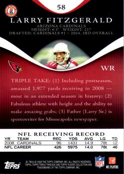 2009 Topps Triple Threads #58 Larry Fitzgerald Back