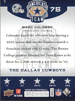 2009 Upper Deck America's Team #9 Marc Colombo Back