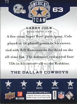 2009 Upper Deck America's Team #72 Larry Cole Back