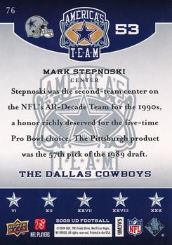 2009 Upper Deck America's Team #76 Mark Stepnoski Back