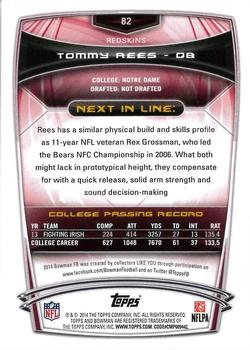 2014 Bowman - Rookies Black #82 Tommy Rees Back