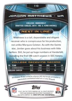 2014 Bowman - Rookies Black #110 Jordan Matthews Back