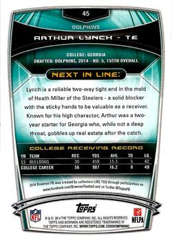 2014 Bowman - Rookies Black #45 Arthur Lynch Back
