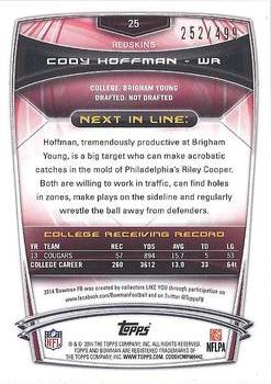 2014 Bowman - Rookies Blue #25 Cody Hoffman Back