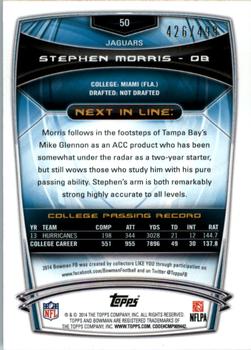 2014 Bowman - Rookies Blue #50 Stephen Morris Back