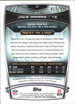 2014 Bowman - Rookies Blue #77 Jace Amaro Back