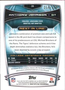 2014 Bowman - Rookies Gold #39 Anthony Johnson Back