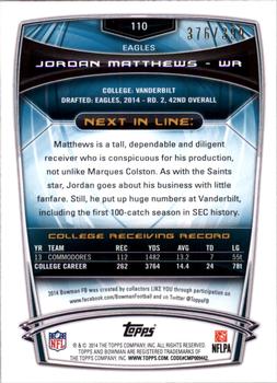 2014 Bowman - Rookies Gold #110 Jordan Matthews Back