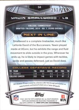 2014 Bowman - Rookies Orange #94 Yawin Smallwood Back